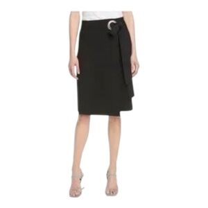 Tibi Black D-Ring Belt Wrap Pencil Skirt Knee Length Size 4